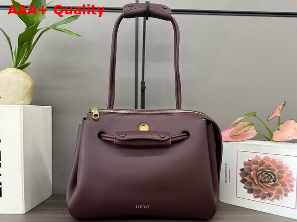 Loewe Medium Madrid Bag in Dark Burgundy Supple Calfskin Replica