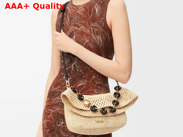 Loewe Medium Ola Bag in Raffia and Calfskin Natural Replica