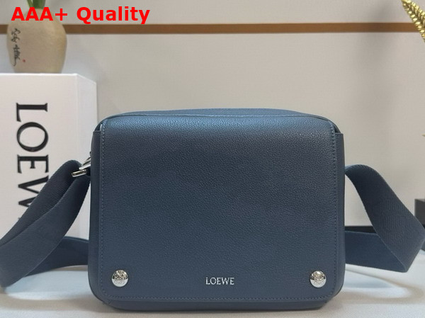 Loewe Medium Pebble Messenger Bag in Supple Grained Calfskin Indigo Dye Replica