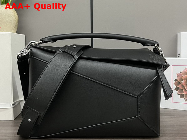 Loewe Medium Puzzle Edge Bag in Black Classic Calfskin Replica