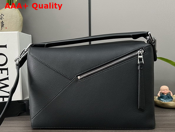 Loewe Medium Puzzle Edge Bag in Black Grained Calfskin Replica