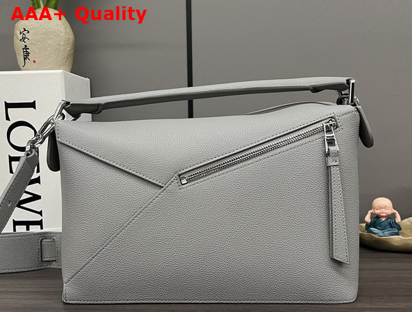 Loewe Medium Puzzle Edge Bag in Pearl Grey Grained Calfskin Replica