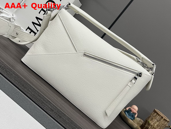 Loewe Medium Puzzle Edge Bag in Soft White Grained Calfskin Replica