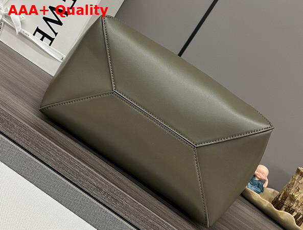 Loewe Medium Puzzle Fold Tote in Dark Khaki Shiny Calfskin Replica