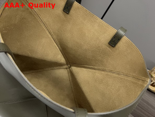 Loewe Medium Puzzle Fold Tote in Dark Khaki Shiny Calfskin Replica