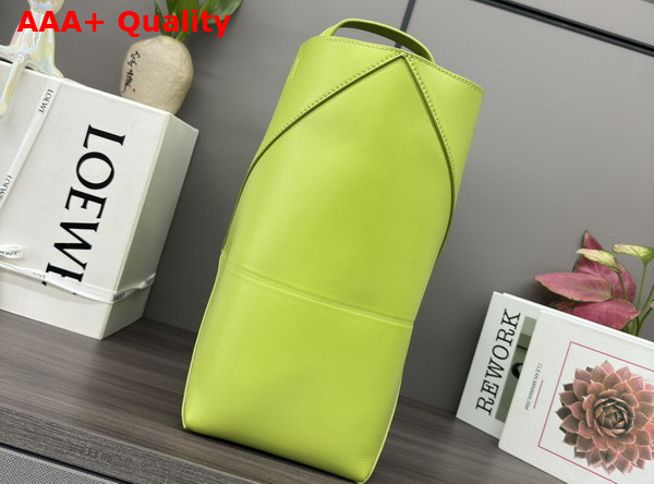 Loewe Medium Puzzle Fold Tote in Meadow Green Shiny Calfskin Replica