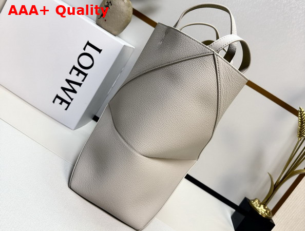 Loewe Medium Puzzle Fold Tote in Pearl Grey Grained Calfskin Replica
