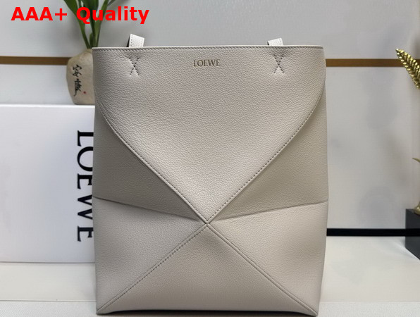 Loewe Medium Puzzle Fold Tote in Pearl Grey Grained Calfskin Replica