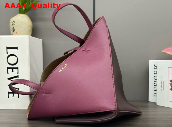 Loewe Medium Puzzle Fold Tote in Shiny Calfskin Crimson and Dark Burgundy Replica