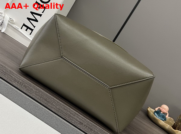 Loewe Medium Puzzle Fold Tote in Shiny Calfskin Light Olive Olive Replica