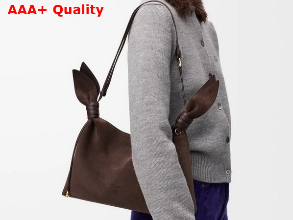 Loewe Medium Scarf Bag in Dark Chestnut Suede Replica