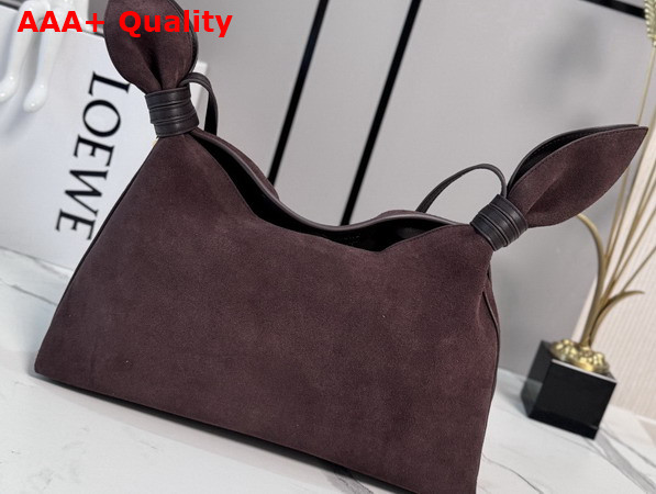 Loewe Medium Scarf Bag in Dark Chestnut Suede Replica