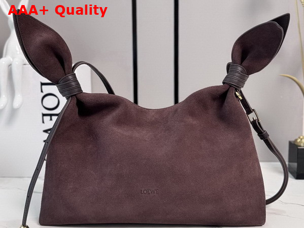 Loewe Medium Scarf Bag in Dark Chestnut Suede Replica