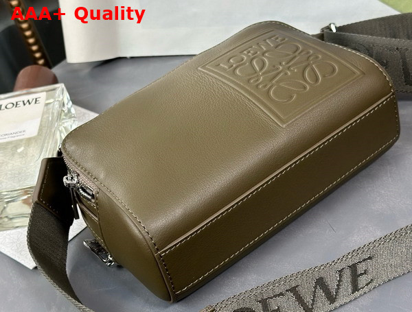 Loewe Mini Camera Crossbody Bag in Khaki Green Satin Calfskin Replica