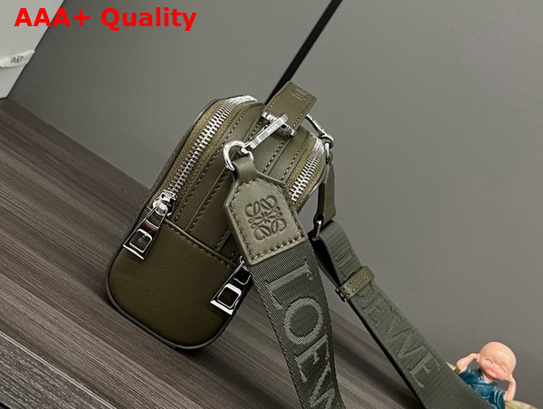 Loewe Mini Crossbody Camera Bag in Khaki Green Satin Calfskin Replica