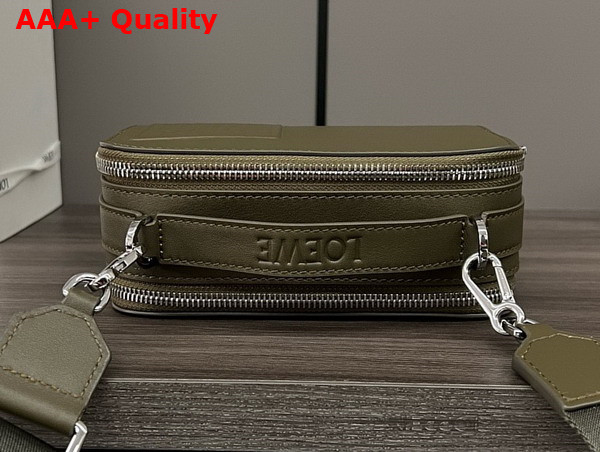 Loewe Mini Crossbody Camera Bag in Khaki Green Satin Calfskin Replica