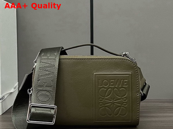 Loewe Mini Crossbody Camera Bag in Khaki Green Satin Calfskin Replica