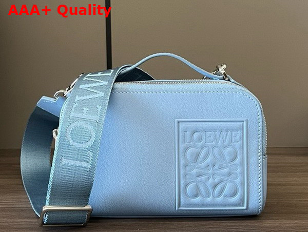 Loewe Mini Crossbody Camera Bag in Sky Blue Satin Calfskin Replica