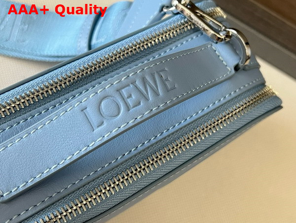 Loewe Mini Crossbody Camera Bag in Sky Blue Satin Calfskin Replica