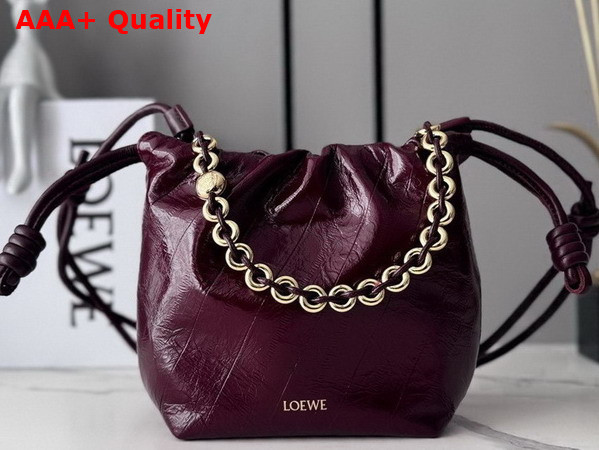Loewe Mini Flamenco Purse in Hagfish Burgundy Replica