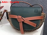 Loewe Mini Gate Bag Green Calf Leather and Tweed Replica