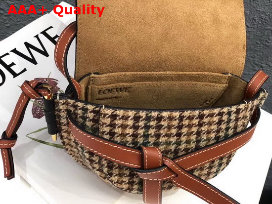 Loewe Mini Gate Bag Green Calf Leather and Tweed Replica