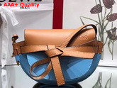 Loewe Mini Gate Bag in Smooth Calfskin Tan Medium Blue Replica