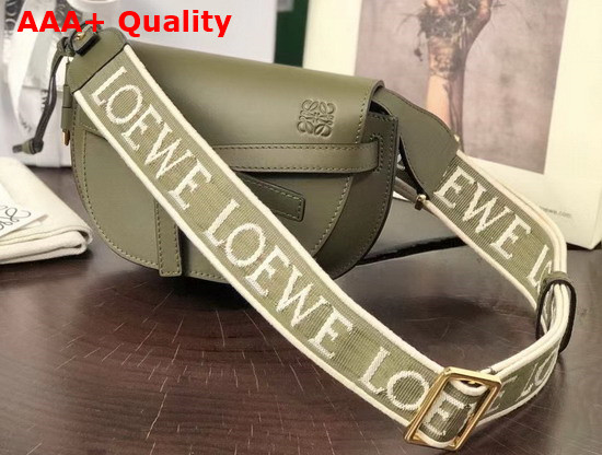 Loewe Mini Gate Dual Bag in Autumn Green Soft Calfskin and Jacquard Replica