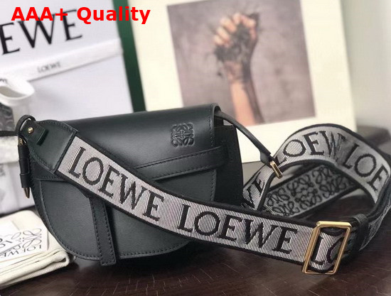 Loewe Mini Gate Dual Bag in Black Soft Calfskin and Jacquard Replica