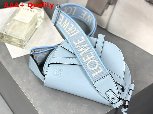 Loewe Mini Gate Dual Bag in Blue Iceberg Soft Calfskin and Jacquard Replica