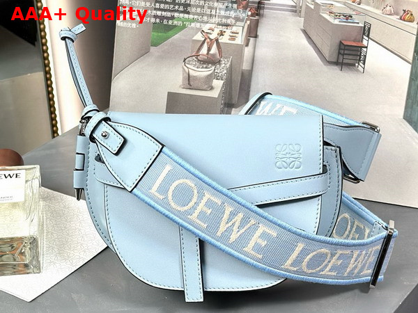 Loewe Mini Gate Dual Bag in Blue Iceberg Soft Calfskin and Jacquard Replica