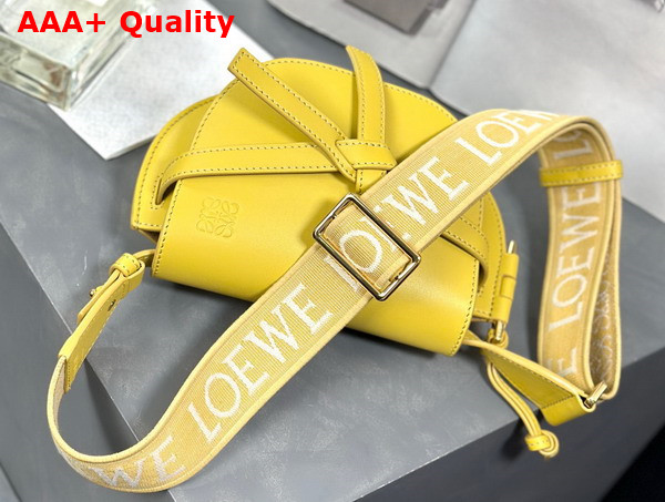 Loewe Mini Gate Dual Bag in Dark Yellow Soft Calfskin and Jacquard Replica