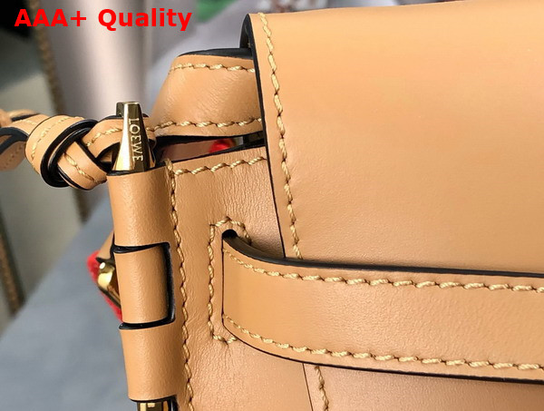 Loewe Mini Gate Dual Bag in Honey Color Soft Calfskin and Jacquard Replica