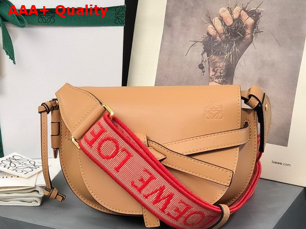 Loewe Mini Gate Dual Bag in Honey Color Soft Calfskin and Jacquard Replica