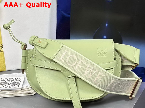 Loewe Mini Gate Dual Bag in Light Pale Green Soft Calfskin and Jacquard Replica