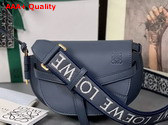 Loewe Mini Gate Dual Bag in Onyx Blue Soft Calfskin and Jacquard Replica