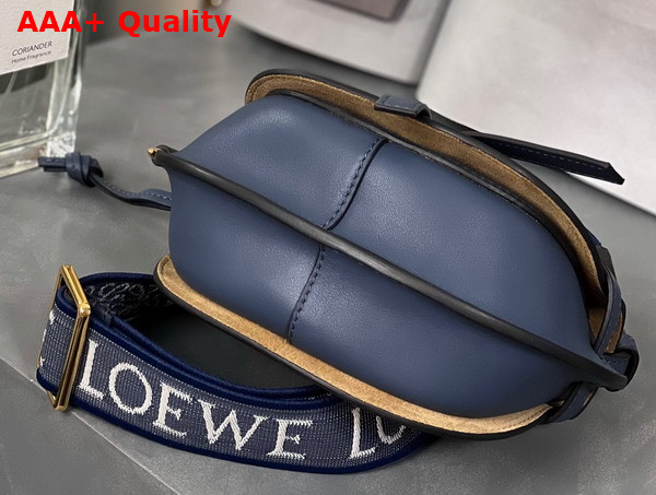 Loewe Mini Gate Dual Bag in Onyx Blue Soft Calfskin and Jacquard Replica