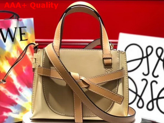 Loewe Mini Gate Top Handle Bag in Natural Calfskin Dune Vanilla Replica