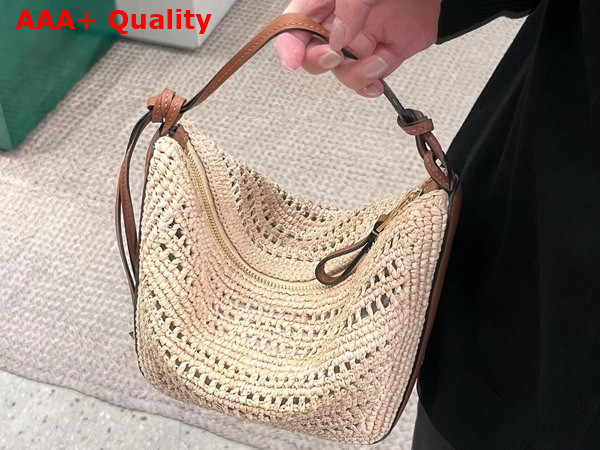 Loewe Mini Hammock Hobo in Raffia and Calfskin Tan Natural Replica