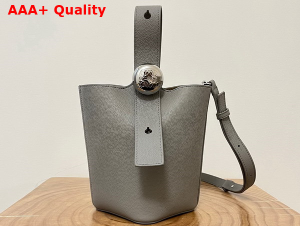 Loewe Mini Pebble Bucket Bag in Pearl Grey Soft Grained Calfskin Replica