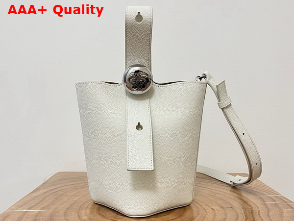 Loewe Mini Pebble Bucket Bag in Soft White Soft Grained Calfskin Replica