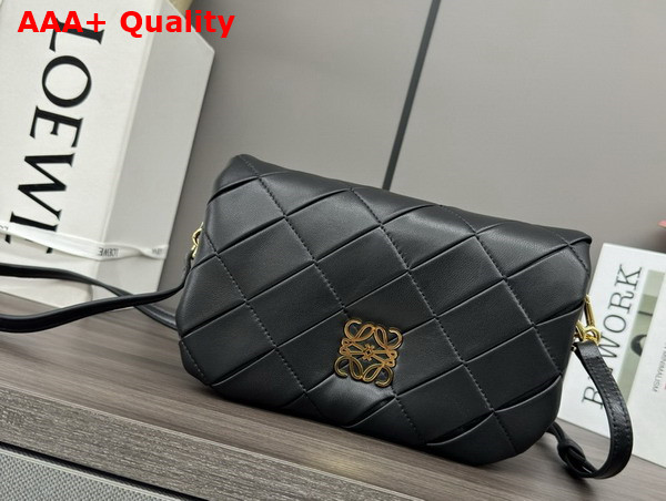Loewe Mini Puffer Goya in Black Pleated Shiny Nappa Lambskin Replica
