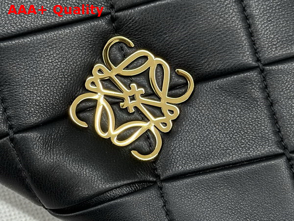 Loewe Mini Puffer Goya in Black Pleated Shiny Nappa Lambskin Replica