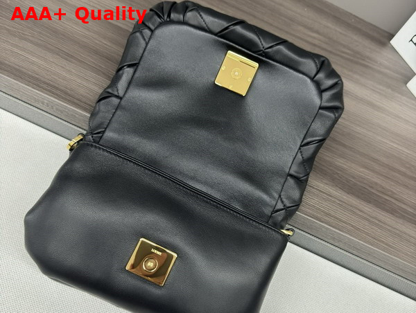 Loewe Mini Puffer Goya in Black Pleated Shiny Nappa Lambskin Replica