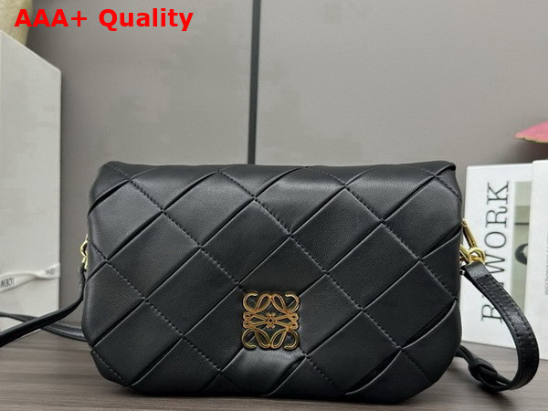Loewe Mini Puffer Goya in Black Pleated Shiny Nappa Lambskin Replica
