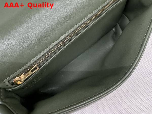 Loewe Mini Puffer Goya in Pleated Shiny Nappa Lambskin Khaki Green Replica
