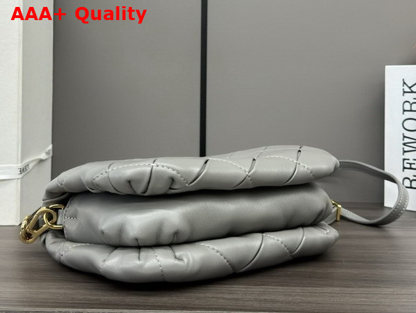 Loewe Mini Puffer Goya in Pleated Shiny Nappa Lambskin Pearl Grey Replica