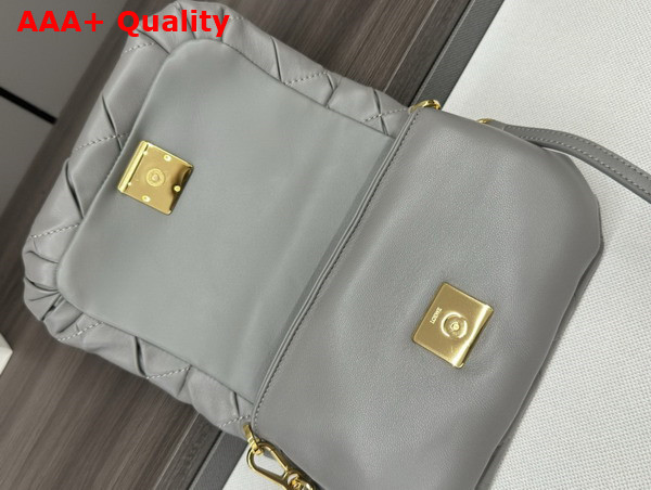 Loewe Mini Puffer Goya in Pleated Shiny Nappa Lambskin Pearl Grey Replica