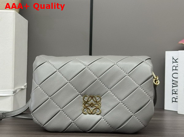 Loewe Mini Puffer Goya in Pleated Shiny Nappa Lambskin Pearl Grey Replica