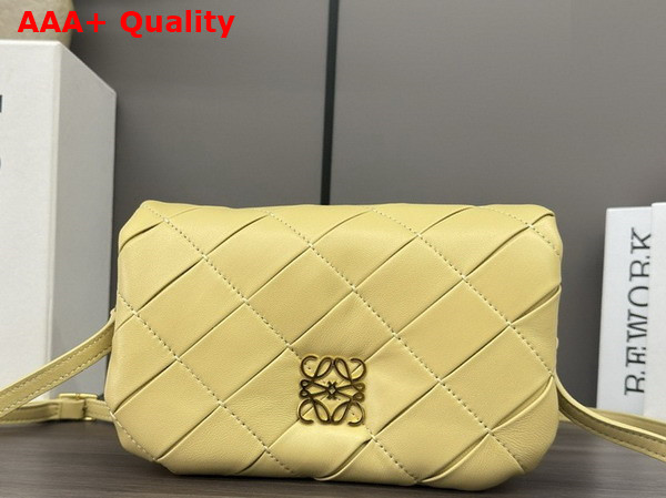 Loewe Mini Puffer Goya in Pleated Shiny Nappa Lambskin Yellow Replica